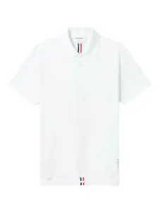 Поло в полоску с короткими рукавами THOM BROWNE, белый