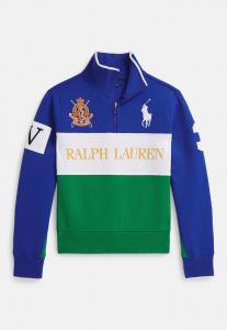 Толстовка Polo Ralph Lauren BIG PONY DOUBLE-KNIT QUARTER PULLOVER 7-14Y, New Sapphire Multi/Blue