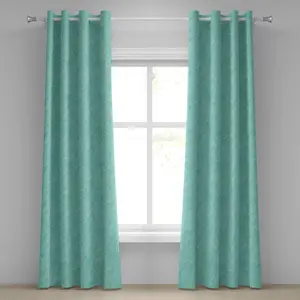 Шторы ABAKUHAUS с люверсами, бирюзового цвета, абстрактный узор в виде листьев, растений, волнистый рисунок, однотонные, декоративные, двухпанельные, 280 см x 175 см, зеленые Abakuhaus