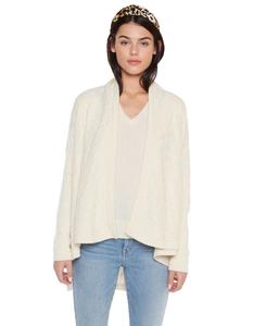 Женский кардиган из 100% чистого кашемира, четырехслойная вязка косами, с драпировкой спереди JENNIE LIU, Cream