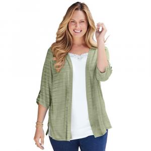 Женский кардиган в темную полоску, большие размеры,Catherines, цвет Olive Green