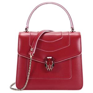 Bvlgari Женская сумка через плечо SERPENTI из коровьей кожи с драгоценным камнем, красная