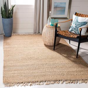 Ковер SAFAVIEH, 122 x 122 см, Natural Fiber Collection - Natural, ручной работы бохо с бахромой, плетеный джут, идеально для помещений с высокой проходимостью в гостиной, спальне (NF368A)