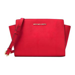 Сумка через плечо Selma из кожи Saffiano среднего размера для женщин глубокого красного цвета MICHAEL KORS