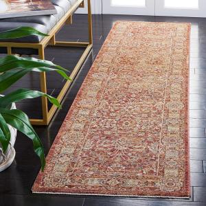 Ковер-дорожка SAFAVIEH, 61 x 244 см, Valencia Collection - Rust & Teal, винтажный восточный дизайн, не линяет и прост в уходе, идеален для помещений с высокой проходимостью в гостиной, спальне (VAL570P)