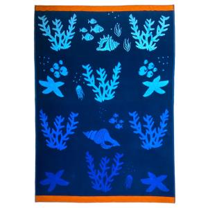 Пляжное полотенце махровое велюр жаккард водоросли  Le Comptoir De La Plage, синий