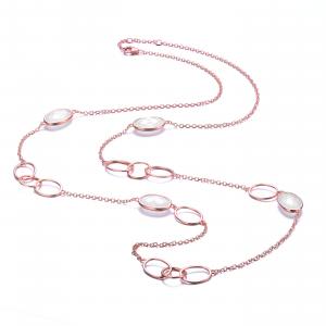 Ожерелье GENEVIVE из стерлингового серебра с розовым золотом и белыми кубическими цирконами Genevive, белый