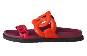 Шлепанцы женские Hermès, красный / бордовый