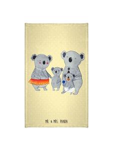 Mr. & Mrs. Panda Полотенце с изображением семьи коал, без надписи, пастельно-желтого цвета