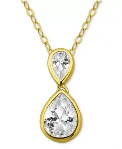 Ожерелье с подвеской в форме груши из кубического циркония (3-3/4 карата) из стерлингового серебра, 16 дюймов + 2-дюймовая удлинительная вставка Giani Bernini, gold