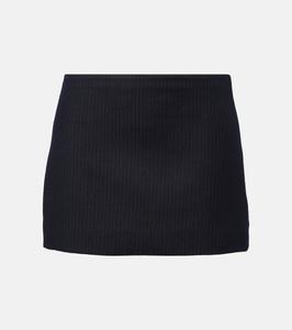 Юбка-мини из шерстяной смеси с принтом "пинстрайп" Jett Khaite, Dark Navy