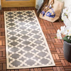 Ковер SAFAVIEH, 69 x 201 см, Washable Rug Outdoor Courtyard Collection - Runner, Anthracite & Beige, без линьки и легкий в уходе, идеально для патио, прихожей, гардеробной, коридора, кухни (CY6913-246)