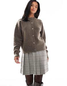 Мини-юбка New Look Petite с плиссировкой в ​​коричневую клетку