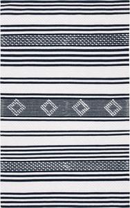 SAFAVIEH Striped Kilim Collection ковер 69 x 153 см ручной работы Black/Ivory STK511Z плоского плетения из хлопка для прихожей, гостиной, фойе, спальни
