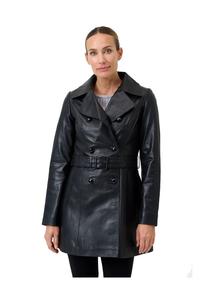 Двубортное кожаное пальто Rosalia с поясом Ricano, черный