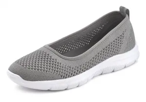 Кроссовки-балерины LASCANA "сверхлегкие тапочки", повседневная обувь из сетки, мягкая стелька VEGAN, серый