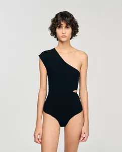 Асимметричное женское боди вязаное Sandro, черный