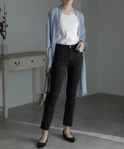 Узкие брюки из саржи с передней молнией Pourvous, цвет Black