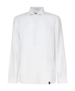 Рубашка Поло S из смеси хлопка и льна Fay, белый