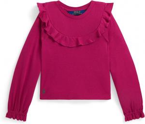 Топ Polo Ralph Lauren Kids Ruffled Cotton-Modal Top, цвет Preppy Pink