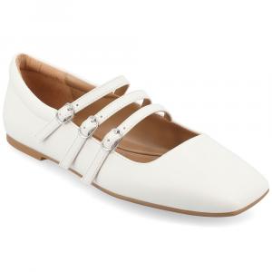 Женские туфли на плоской подошве из пены с квадратным носком Journee Collection Darlin Tru Comfort с несколькими ремешками, белый