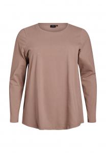 Топ Zizzi Long sleeved top, Fossil/Light Brown