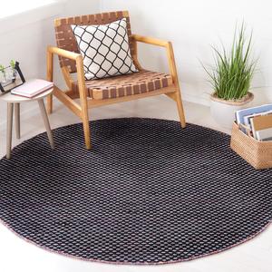 SAFAVIEH, 183 x 183 см, Круглый ковер ручной работы Montauk Collection Black/Ivory MTK475Z плоского переплетения из хлопка