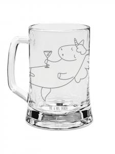 Пивная кружка с единорогом и цветочным рисунком, без слогана, прозрачная. Mr. & Mrs. Panda