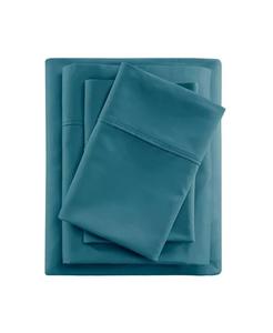 Охлаждение Смесь хлопка плотностью 600 нитей, 4 шт. Наборы простыней Beautyrest, синий