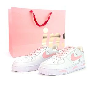 Nike Кроссовки Air Force 1 для скейтбординга, устойчивые к истиранию, унисекс, розовые, белые