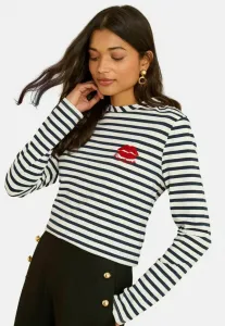 Рубашка с длинными рукавами стандартного кроя Love & Roses, Navy Stripe Tie Back Embroidered Bisou