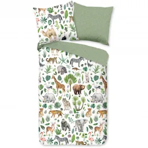Доброе утро детское постельное белье «Самба», 100% хлопок, 135х200, молния, двусторонний вид, детский, животное, зеленый Good Morning