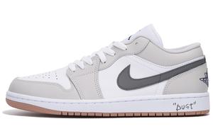 Jordan Баскетбольные кроссовки Air 1 с нескользящим и износостойким покрытием, низкие, винтажные, унисекс, серо-белые