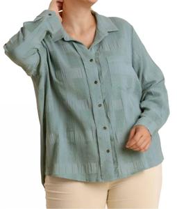 Мятная блузка на пуговицах из шенилла Umgee