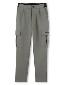 Зауженные брюки карго KARL LAGERFELD KIDS, зеленый