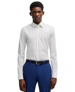 Мужская классическая рубашка из стрейч-хлопка Regular-fit Hugo Boss, синий