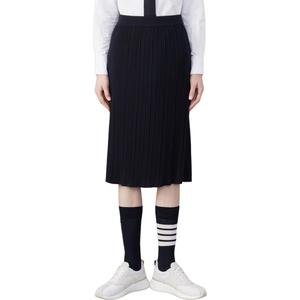 Плиссированная юбка миди из virgin wool THOM BROWNE, черный
