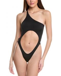 Norma Kamali Слитный купальник на одно плечо, черный