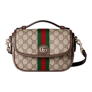 GUCCI Ophidia холщовая сумка малая женская beige & brown