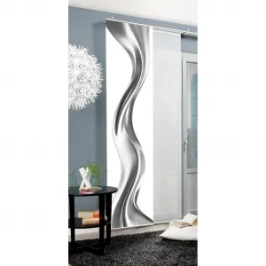 Раздвижная штора OAKLEY с панельным креплением, 1 шт., ШТОРА, ИМИТАЦИЯ ШЕЛКА, ЦИФРОВАЯ ПЕЧАТЬ Home Wohnideen, серебристый