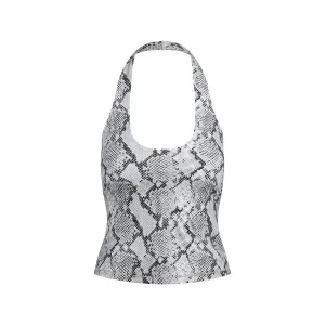 Футболка-холтер FW25 CLING MATTE Skims, Chrome Snakeskin Print/Chrome-Plated Snake Skin Print