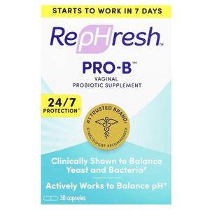 Refresh, Pro-B, вагинальная пробиотическая добавка, 30 капсул Rephresh
