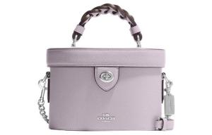 COACH Кожаная сумка-бокс через плечо женская маленькая светло-фиолетовая