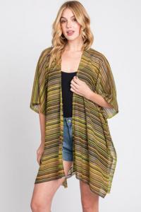 TRUEDAMES Вязаная крючком накидка с открытой передней частью в разноцветную полоску