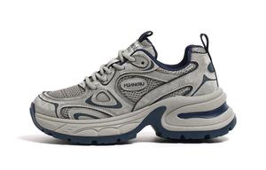 HUANQIU Синтетическая кожа, текстиль, устойчивые к истиранию, легкие, низкие, массивные кроссовки Women's Gray Blue