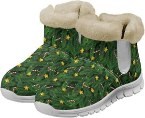 Женские зимние сапоги для Рождества с теплым мехом, подкладкой из фланели, уютные, легкие, с нескользящей подошвой, для улицы, размеры США 6-12 Fuxowvby, Christmas Tree Candy Star