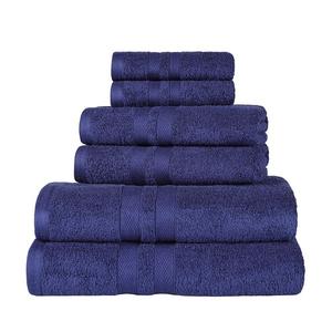 Набор однотонных полотенец из ультрамягкого чесаного хлопка SUPERIOR из 6 предметов, цвет Navy Blue