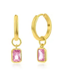 Серебряное кольцо с фианитами, серьги-подвески Simona, pink