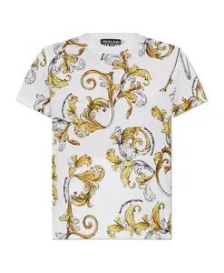 Футболка с контурным принтом в стиле барокко Versace Jeans Couture, белый