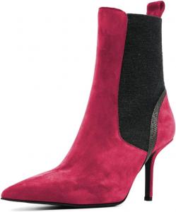 Женские ботильоны FYS на шпильке, сексуальные, с заостренным носком, челси, с эластичными боковыми вставками, короткие ботинки, осень-зима, обувь для платьев, размеры 4-15 US, Deep Pink